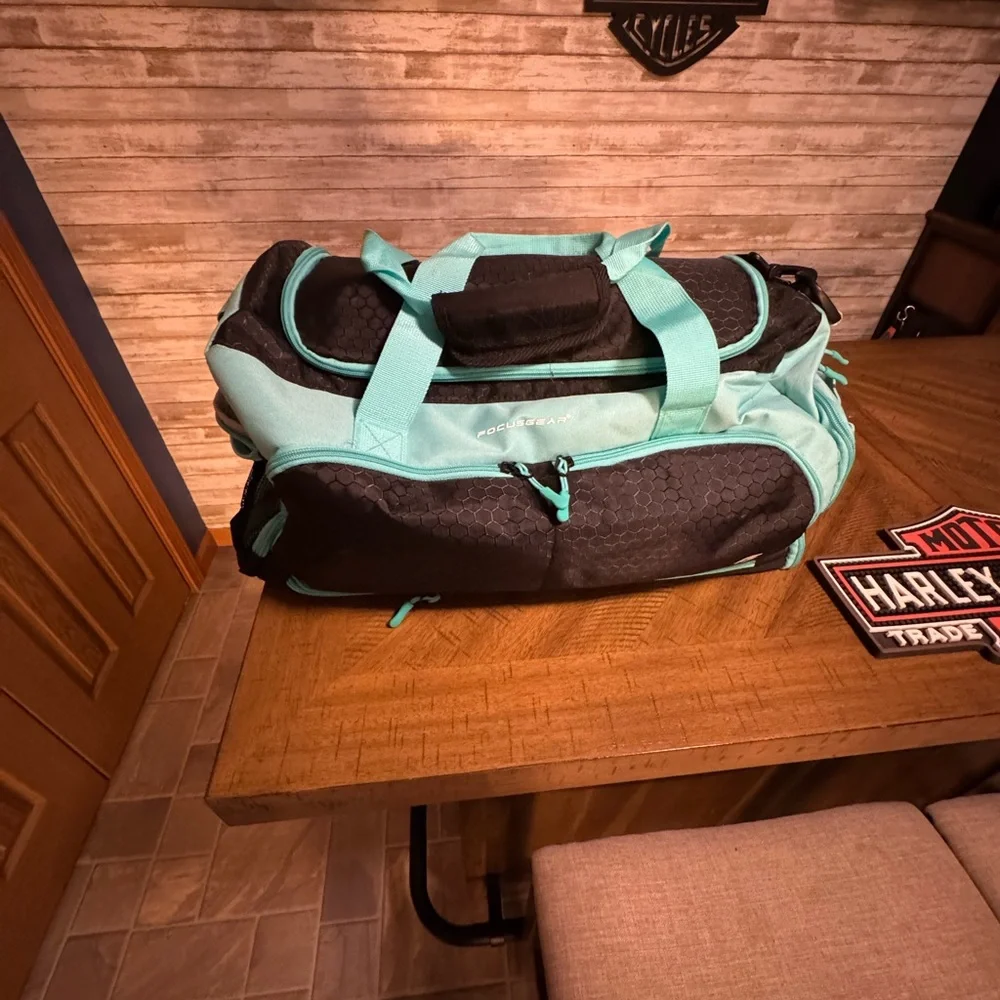 Aqua and Black gym bag